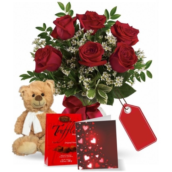 6 Red Roses Combo