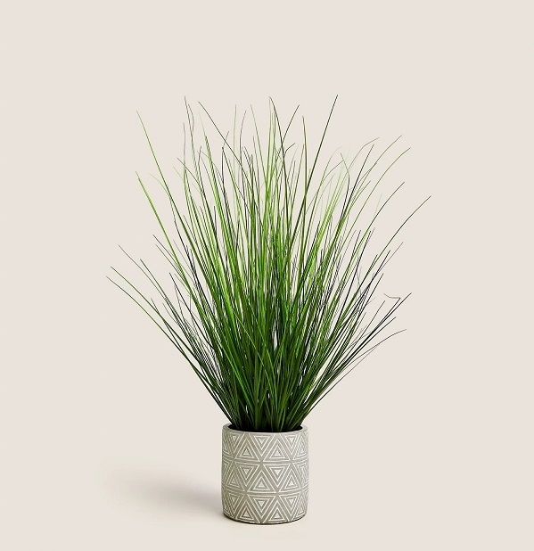 Artificial Medium Grass in Geometric Pot