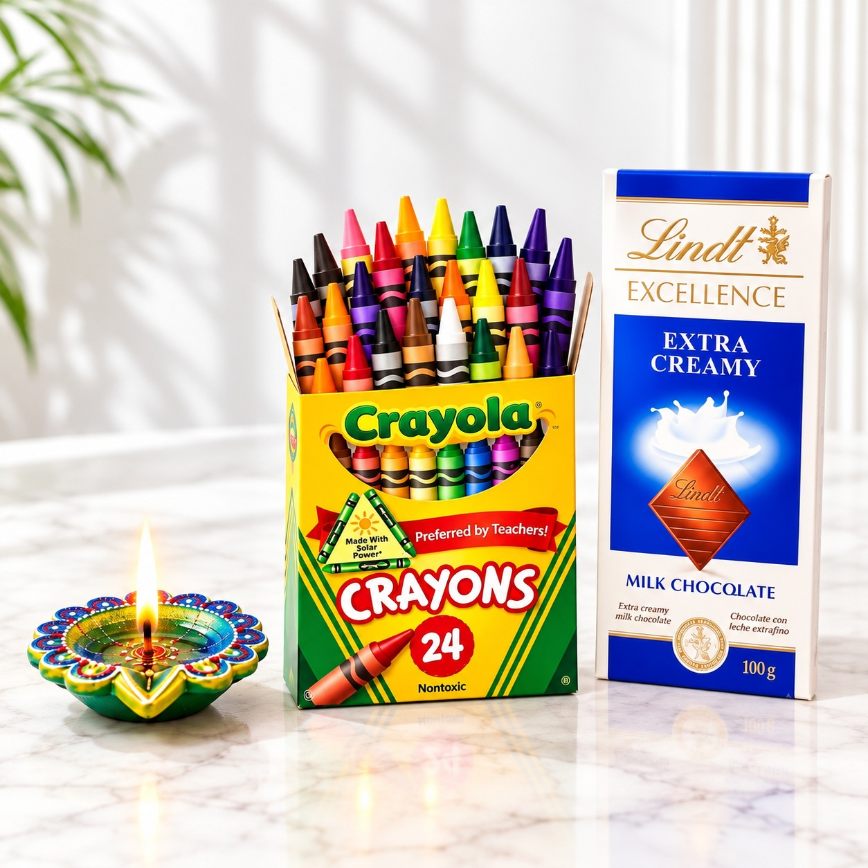 Crayola 24-Crayon Box, Lindt Excellence Milk Chocolate