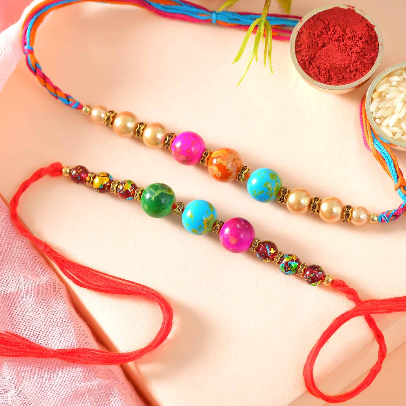Twin Beaded Rakhi Pair