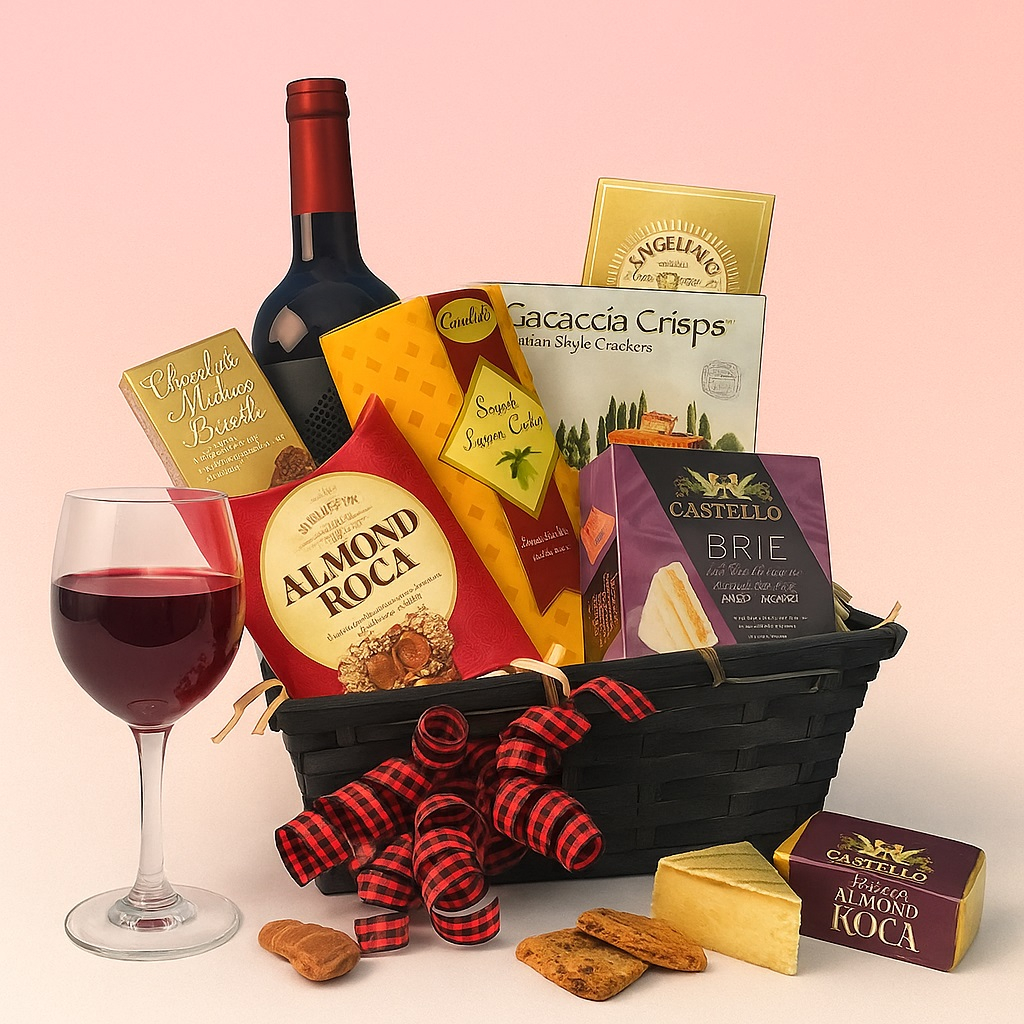 Red Wine & Cheese Basket