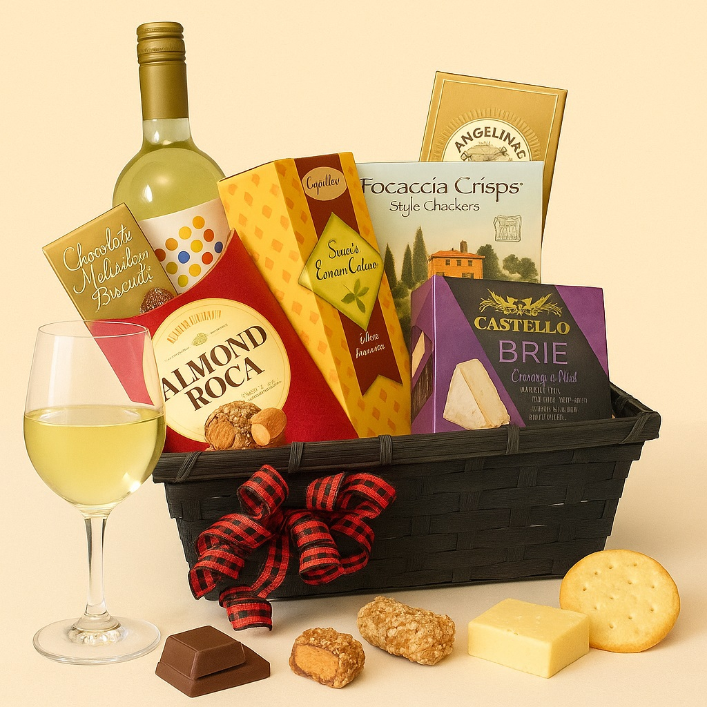 White Wine & Cheese Basket