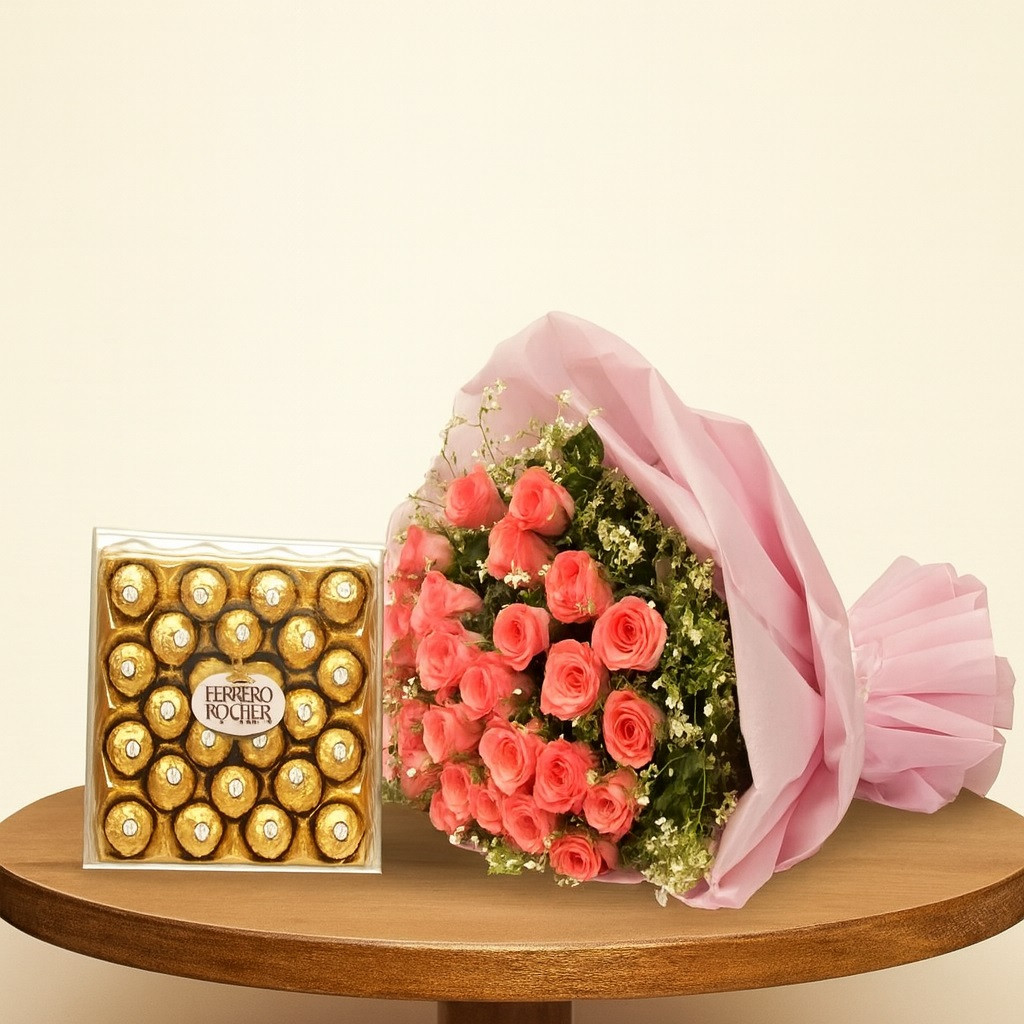 Ferroro and Pink Roses