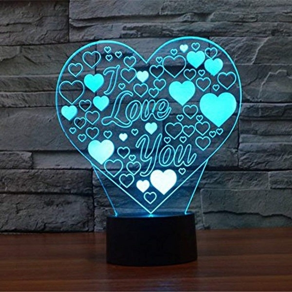 3D heart shapes night lights 
