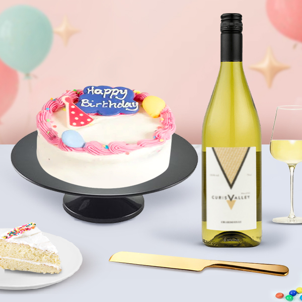 Birthday Vanilla Cake & Wine