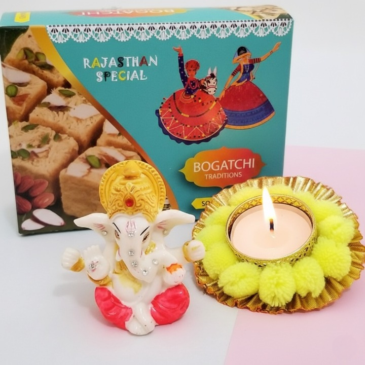 White Ganesha With Soan Papdi