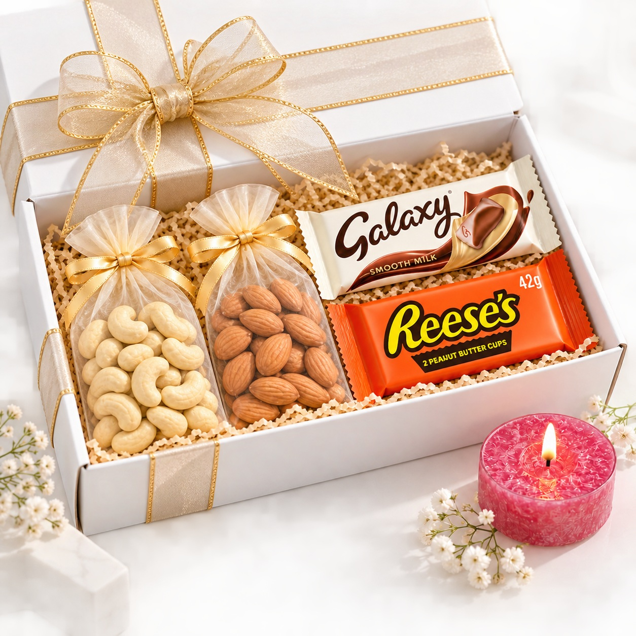 Diwali Dry Fruits, Chocolates & Tealight Hamper
