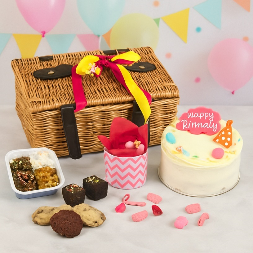 Birthday Cheer Wicker Gift Basket