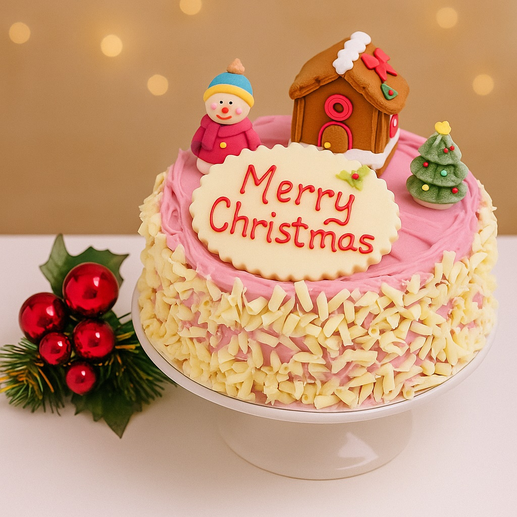 Strawberry and White Chocolate Christmas Cake