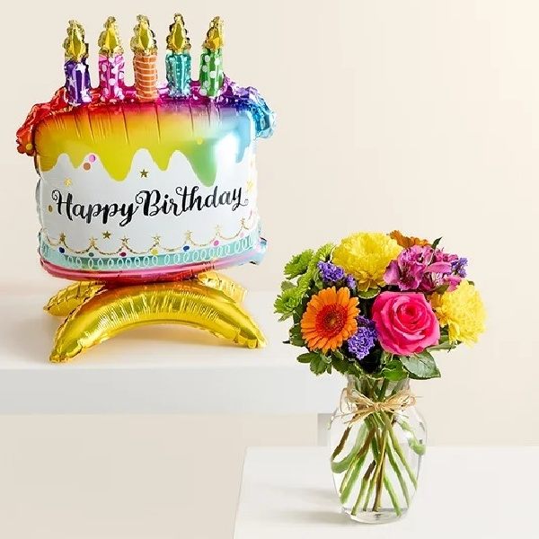 Celebration with Birthday Cake Balloon