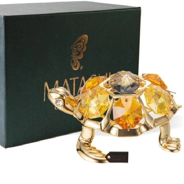 Gold Plated Studded Tortoise Ornament