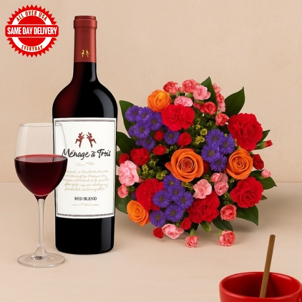 Flowers and Red Wine