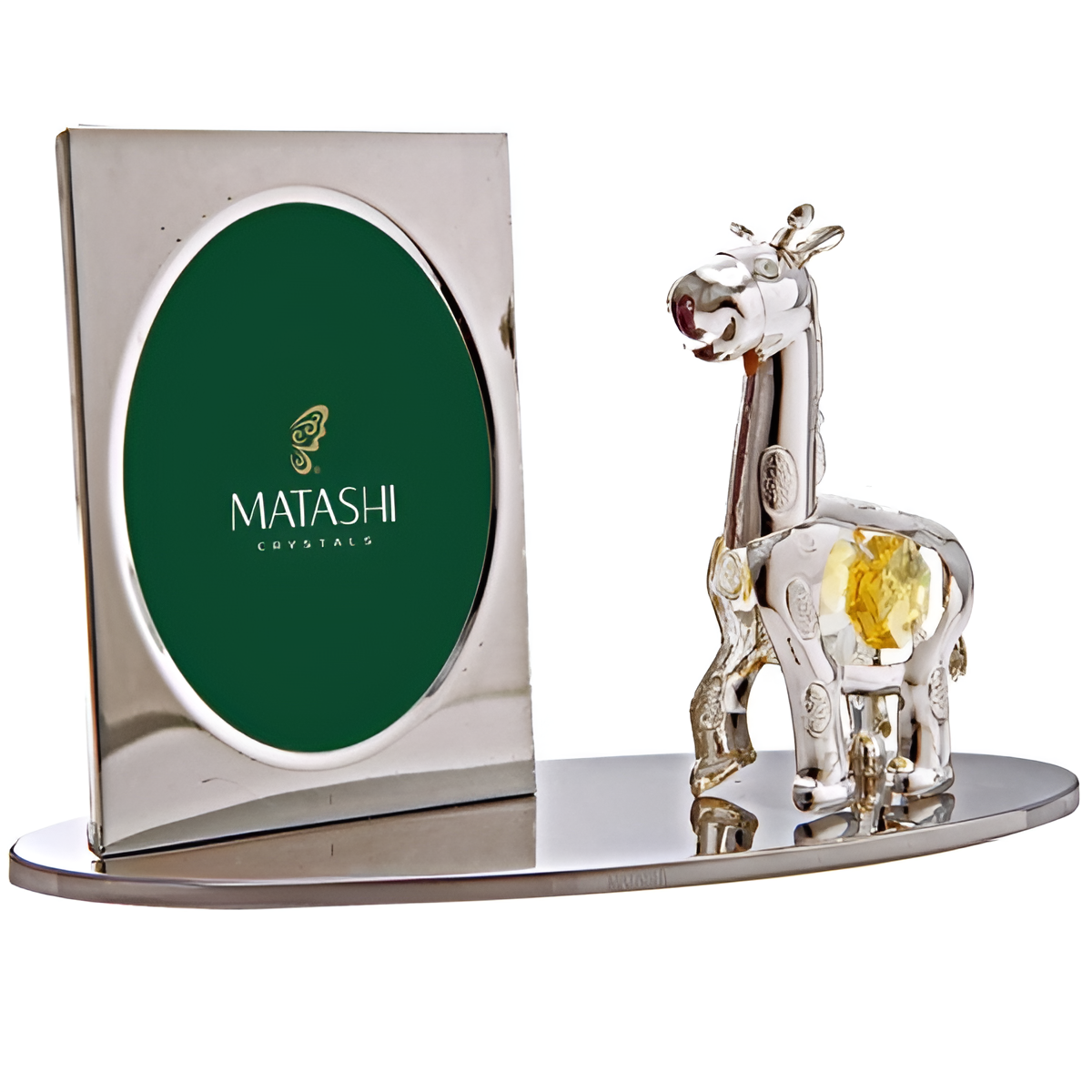 Silver Plated Picture Frame With Crystal Studded Giraffe
