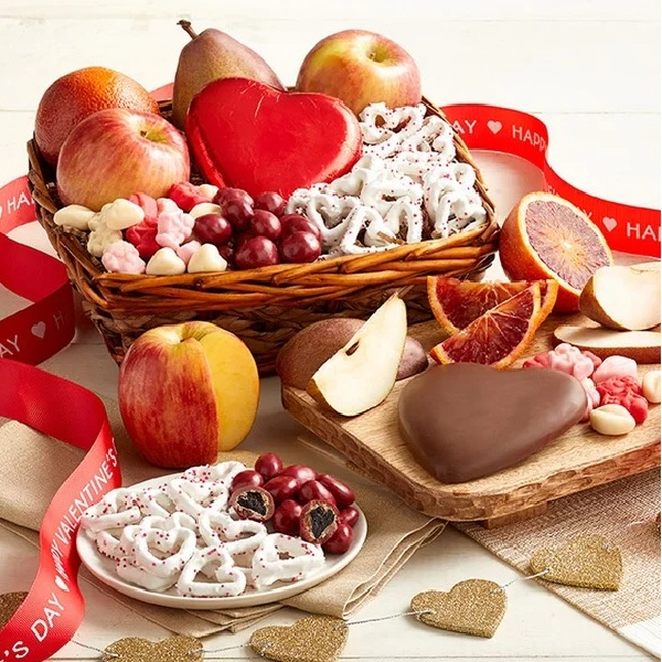 Happy Valentines Day Fruit & Sweets Basket