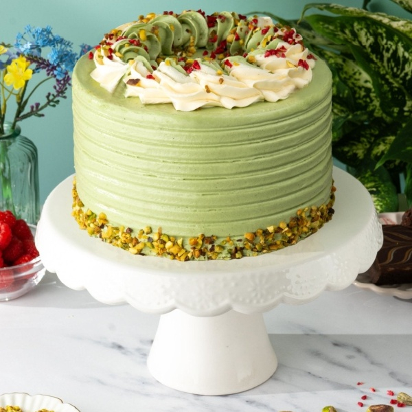 Pistachio and Raspberry Delight Cake