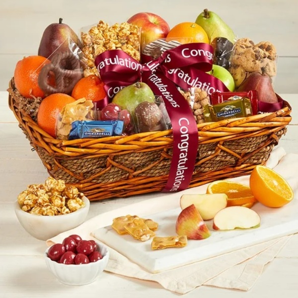 Congratulations Fruit & Sweets Gift Basket