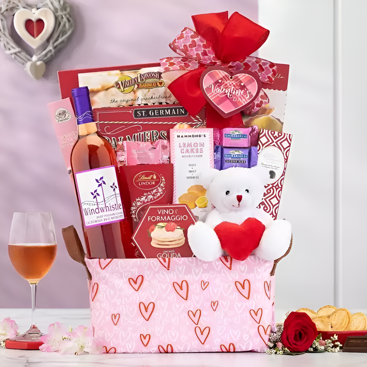 Windwhistle Valentine Red Moscato Wine Basket