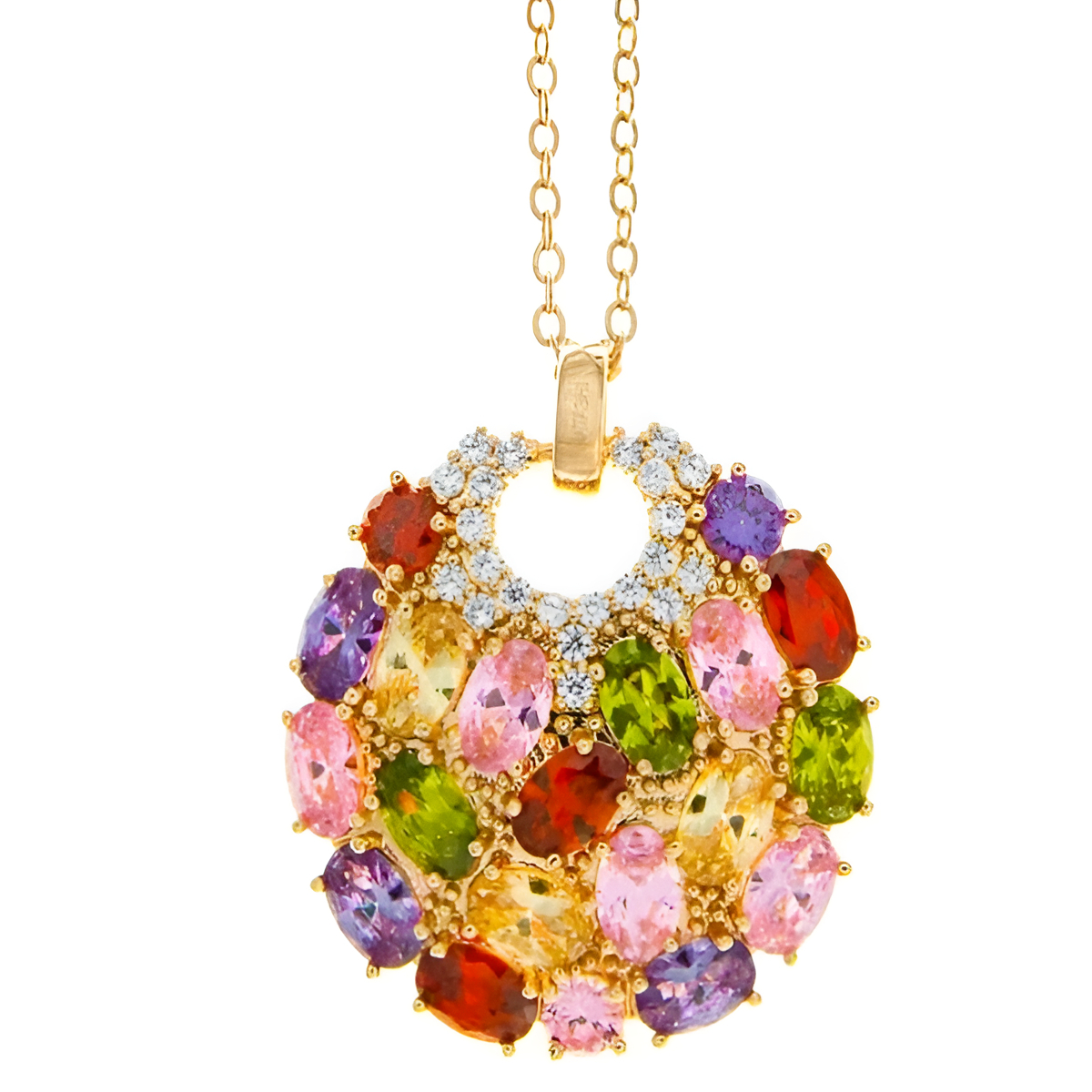 Multicolored  Rose Gold Plated Necklace