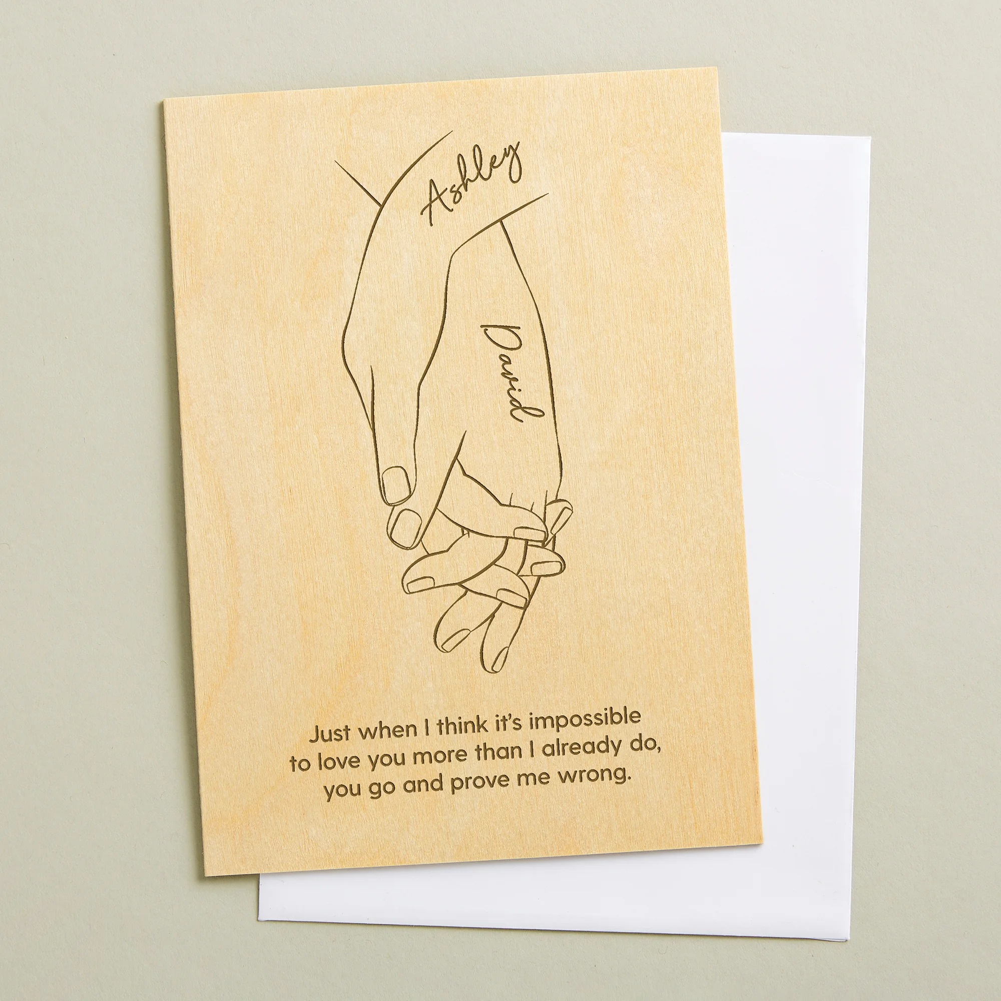 Hand in Hand Personalized Wooden Greeting Card