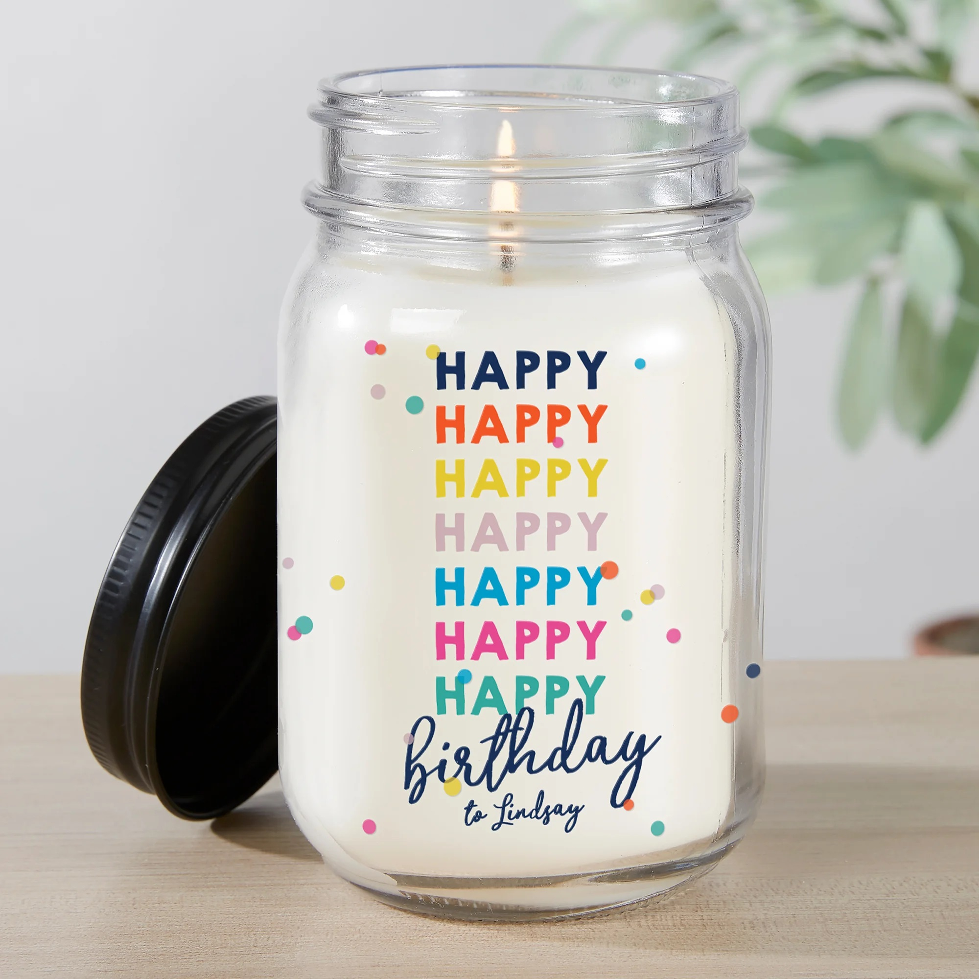 Happy Birthday Personalized Farmhouse Candle Jar