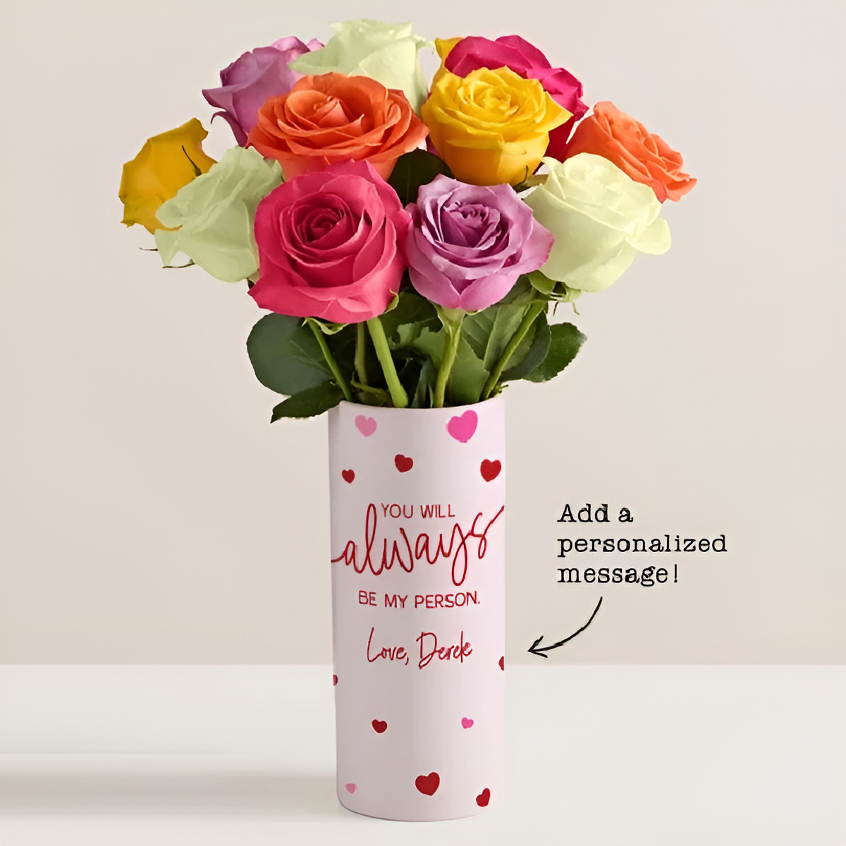 Always Be My Person Bouquet with Personalized Vase