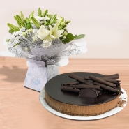 Chocolate Cheesecake and White Bouquet