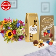 Mixed Flowers with Chocolates