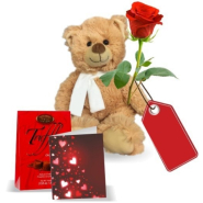 Rose, Truffle, Card with Teddy