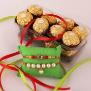 Pearl & Floral Rakhis with Ferrero Rocher