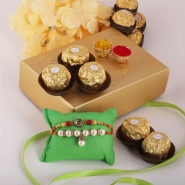 Pearl and Floral Rakhis with Ferrero Rocher