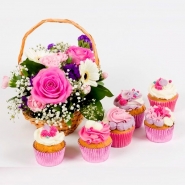 Rose Basket and Cupcakes