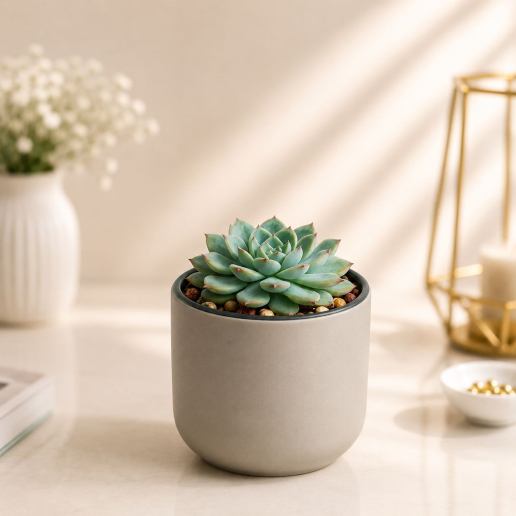 Echeveria Gray in Ceramic Pot