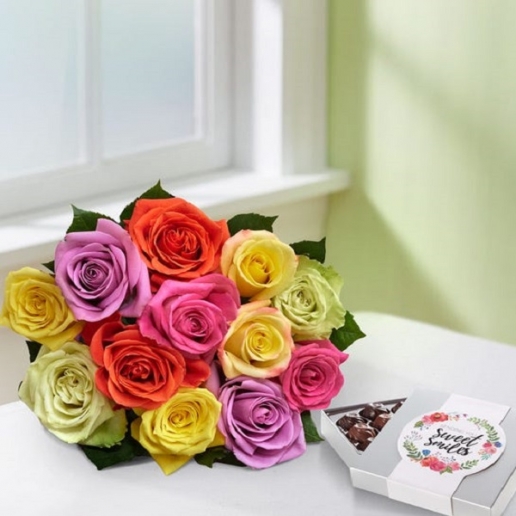 Assorted Roses with Chocolates