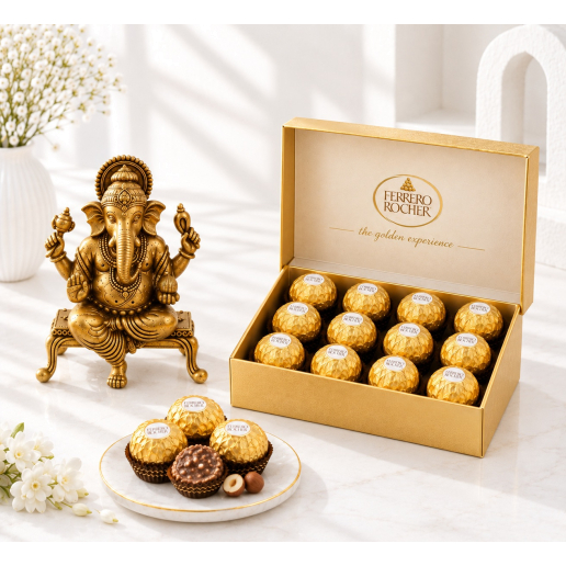 Lord Ganesha Idol with Ferrero Rocher Golden Chocolate Box