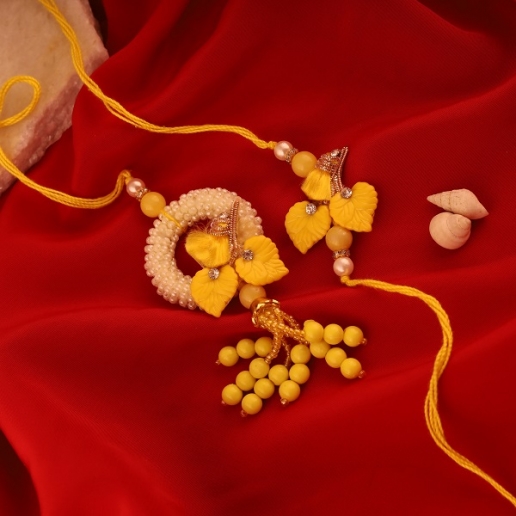 Exclusive Yellow Floral Pearl Lumba Set