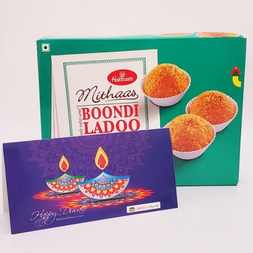 Boondi Laddoo with Diwali card