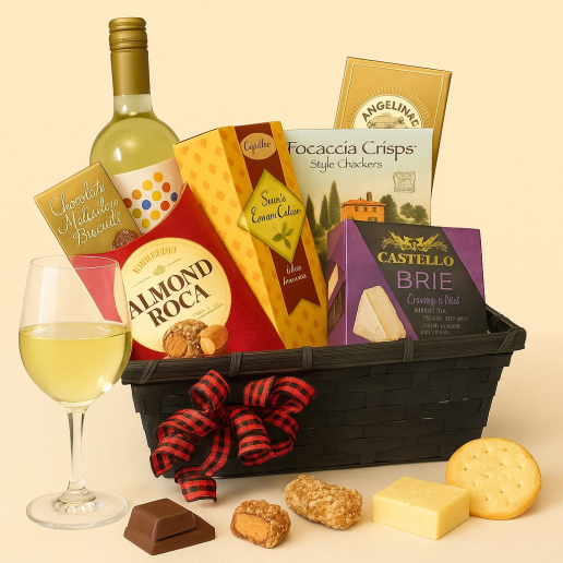 White Wine & Cheese Basket