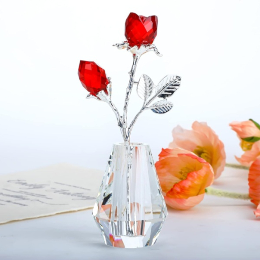 Double Rose Crystal Studded Flower