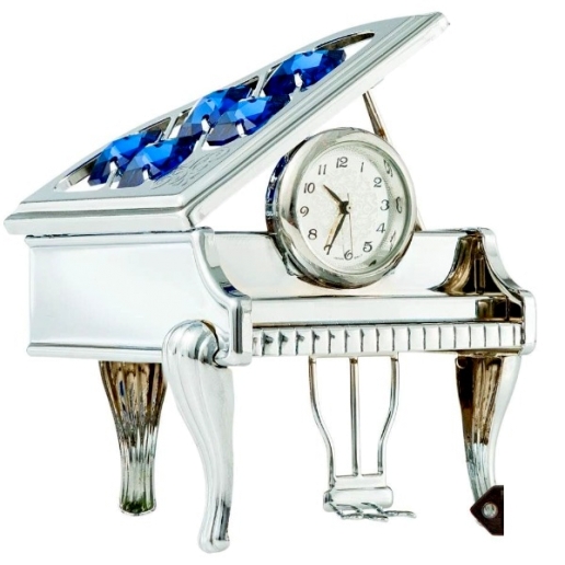 Silver Plated Vintage Piano Desk Clock 