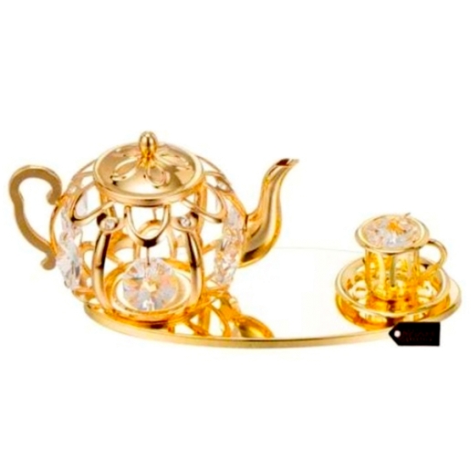 Crystal Studded Gold Tea Set