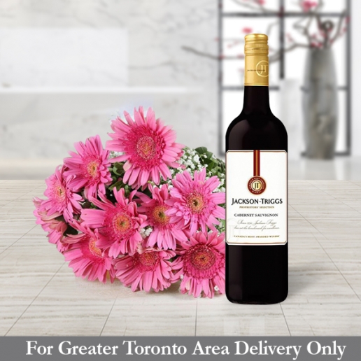 Red Wine With Gerberas