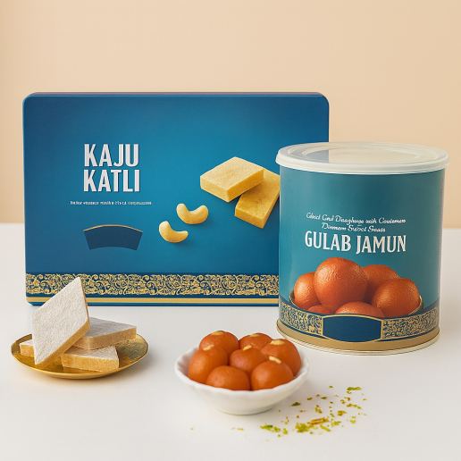 Gulab Jamun and Kaju Burfi