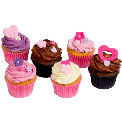 Hearts and Flowers Cupcakes