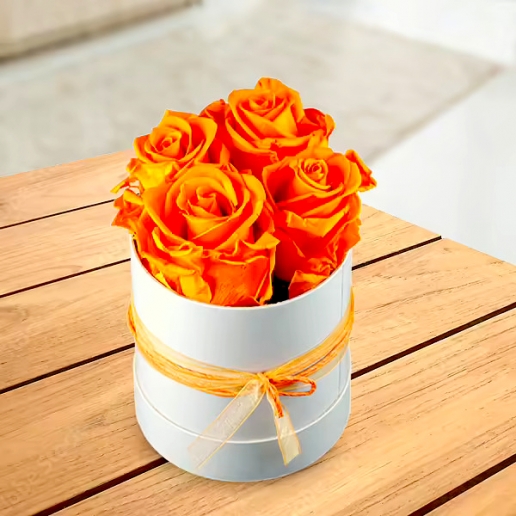 Orange Roses in a Hat Box