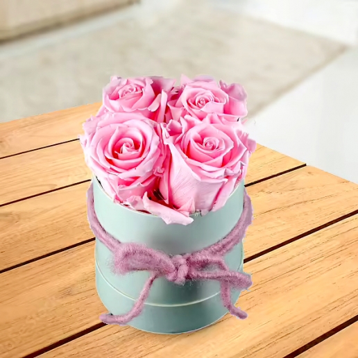 Light Pink Roses in a Hat Box