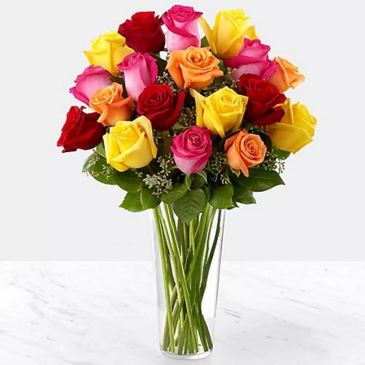 Assorted Roses in Vase