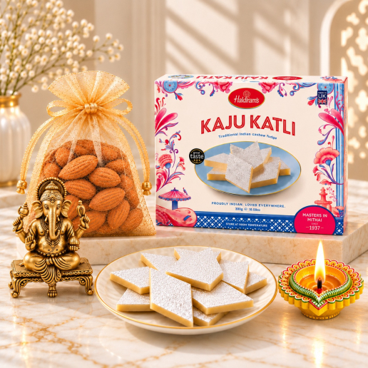 Diwali Ganesha Blessings with Kaju Katli & Almonds