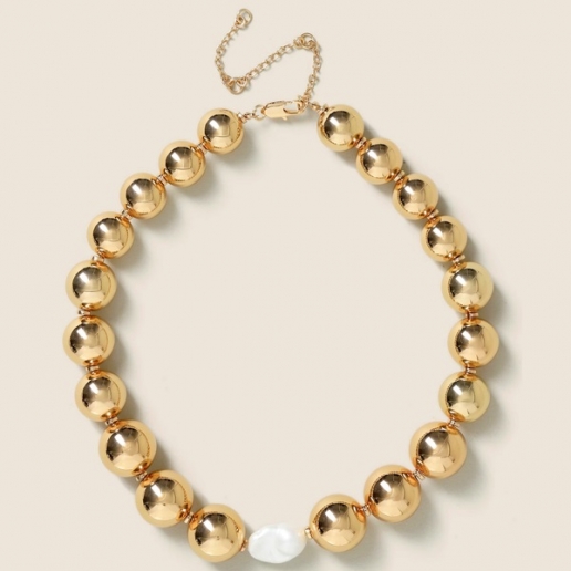 Pearl Gold Ball Necklace For Her