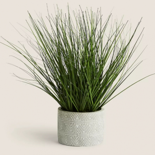 Artificial Medium Grass in Geometric Pot