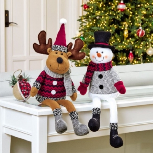 Christmas Snowman & Moose Shelf Sitters